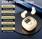 Y19 Mini Hidden Sleep Wireless Bluetooth Earbuds with LED Digital Display，Cream Skin