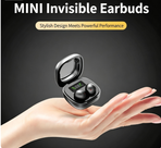 Y19 Mini Hidden Sleep Wireless Bluetooth Earbuds with LED Digital Display，Cream Skin