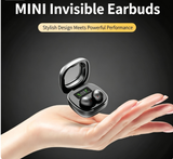 Y19 Mini Hidden Sleep Wireless Bluetooth Earbuds with LED Digital Display，Cream Skin - Top-Down View