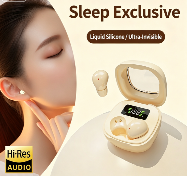 Y19 Mini Hidden Sleep Wireless Bluetooth Earbuds with LED Digital Display，green