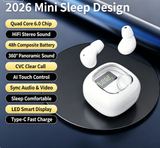 Y19 Mini Hidden Sleep Wireless Bluetooth Earbuds with LED Digital Display，white - Front View