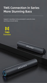 AWEI Y333 Desktop Soundbar, 10W Stereo Bluetooth Speaker with TWS Function,black - Extra Image