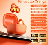 Y63 Zero Pressure Open Ear Wireless Earbuds Bluetooth 6.0 Heavy Bass Headphones，orange - Front View