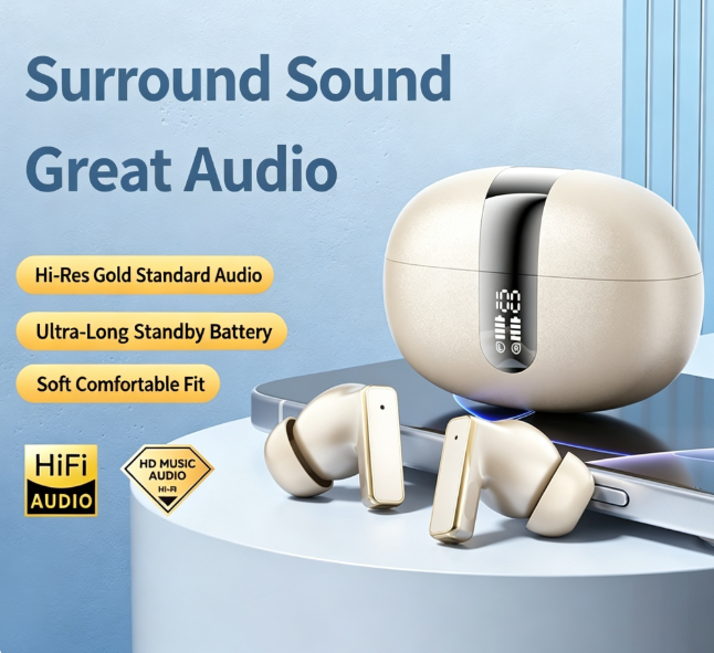 Y8 Bluetooth 6.0 Wireless Heavy Bass Earbuds ENC Noise Cancelling In Ear Headphones,black