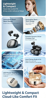 Y8 Bluetooth 6.0 Wireless Heavy Bass Earbuds ENC Noise Cancelling In Ear Headphones,black - Extra Image