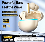 Y9 Wireless Bluetooth 6.0 Heavy Bass Earphones，Cream - 45-Degree Angle