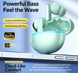 Y9 Wireless Bluetooth 6.0 Heavy Bass Earphones，green - 45-Degree Angle