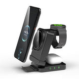 YF3 25W Foldable Rotatable Wireless Charger 3 in 1 Multi Device Charging Dock，black - Top-Down View