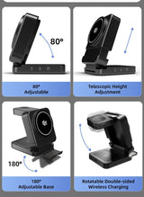 YF3 25W Foldable Rotatable Wireless Charger 3 in 1 Multi Device Charging Dock，black