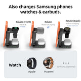 YF3 25W Foldable Rotatable Wireless Charger 3 in 1 Multi Device Charging Dock，white - Front View