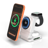 YF3 25W Foldable Rotatable Wireless Charger 3 in 1 Multi Device Charging Dock，white - Top-Down View