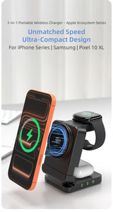 YF3 25W Foldable Rotatable Wireless Charger 3 in 1 Multi Device Charging Dock，white