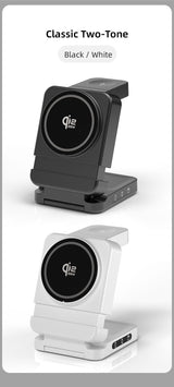 YF3 25W Foldable Rotatable Wireless Charger 3 in 1 Multi Device Charging Dock，white - Extra Image