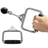 Single D Stirrup Handle with Rubber Grips for Cable Exercise Equipment - Low Angle