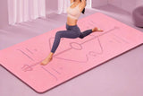 TPE Yoga Mat Exercise Fitness Sport Non Slip Workout Mat with Body Alignment Lines - Side View