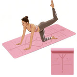 TPE Yoga Mat Exercise Fitness Sport Non Slip Workout Mat with Body Alignment Lines - Extra Image