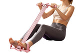 Pedal Resistance Band with Handles Adjustable Detachable Multifunction Pedal Resistance Band for Abs Arms Waist Legs Home Fitness - Pink - Front View