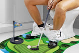 Toilet Golf Game Toilet Golf Toys Set with Practice Mat Golf Club 2 Balls Bathroom Practice Mini Golf in Restroom - Top-Down View