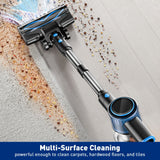 Cordless Vacuum Cleaner, 8 In 1 Powerful Suction Lightweight Vacuum Cleaner For Home, Led Display, 3 Suction Modes, 55Kpa Powerful Suction，45mins Detachable Battery Vacuum For Hard Floor Carpet Pet Hair - Low Angle