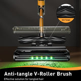 Cordless Vacuum Cleaner, 55Kpa Powerful Suction，8-in-1 Powerful Stick Vacuum Cleaner with Anti-tangle Brush And Upgraded Green Light, 2200mAh. 45 Minute Run Time Rechargeable Lightweight Vacuum Cleaner for Hardwood Floors, Carpets And Pet Hair. - Close-Up Angle