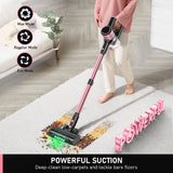 Cordless Vacuum Cleaner, 8 in 1 Powerful Suction Lightweight Vacuum Cleaner for Home, 55Kpa Powerful Suction，LED Display, 3 Suction Modes, 45Mins Detachable Battery Vacuum for Hard Floor Carpet Pet Hair - Front View