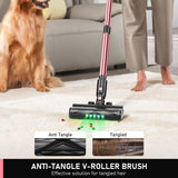 Cordless Vacuum Cleaner, 8 in 1 Powerful Suction Lightweight Vacuum Cleaner for Home, 55Kpa Powerful Suction，LED Display, 3 Suction Modes, 45Mins Detachable Battery Vacuum for Hard Floor Carpet Pet Hair - 45-Degree Angle