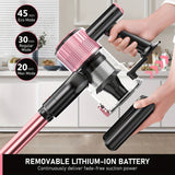 Cordless Vacuum Cleaner, 8 in 1 Powerful Suction Lightweight Vacuum Cleaner for Home, 55Kpa Powerful Suction，LED Display, 3 Suction Modes, 45Mins Detachable Battery Vacuum for Hard Floor Carpet Pet Hair - Close-Up Angle