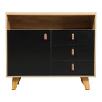 Eeeza Multi-Purpose Side Cabinet with 3 Drawers and 1 Door – Nordic Style Storage Unit with PU Handles