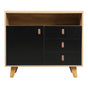 Eeeza Multi-Purpose Side Cabinet with 3 Drawers and 1 Door – Nordic Style Storage Unit with PU Handles
