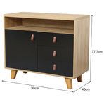 Eeeza Multi-Purpose Side Cabinet with 3 Drawers and 1 Door – Nordic Style Storage Unit with PU Handles