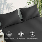 4 Piece Ultra Soft Bamboo Breathable Sheet Set -Hotel 2000TC Breathable Bed Sheets Set with 37 Centimetre Deep Pocket-Breathable Sheets for Hot Sleepers(Black,Double)
