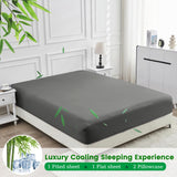 4 Piece Ultra Soft Bamboo Breathable Sheet Set -Hotel 2000TC Breathable Bed Sheets Set with 37 Centimetre Deep Pocket-Breathable Sheets for Hot Sleepers(Grey,Double) - Front View
