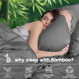 4 Piece Ultra Soft Bamboo Breathable Sheet Set -Hotel 2000TC Breathable Bed Sheets Set with 37 Centimetre Deep Pocket-Breathable Sheets for Hot Sleepers(Grey,Double) - Top-Down View