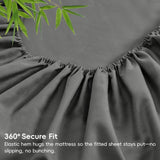 4 Piece Ultra Soft Bamboo Breathable Sheet Set -Hotel 2000TC Breathable Bed Sheets Set with 37 Centimetre Deep Pocket-Breathable Sheets for Hot Sleepers(Grey,Double) - Rear View