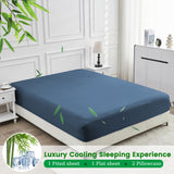 4 Piece Ultra Soft Bamboo Breathable Sheet Set -Hotel 2000TC Breathable Bed Sheets Set with 37 Centimetre Deep Pocket-Breathable Sheets for Hot Sleepers(Navy,Double) - Front View