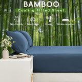 4 Piece Ultra Soft Bamboo Breathable Sheet Set -Hotel 2000TC Breathable Bed Sheets Set with 37 Centimetre Deep Pocket-Breathable Sheets for Hot Sleepers(Navy,Double) - Side View
