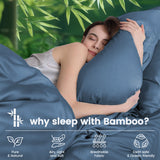 4 Piece Ultra Soft Bamboo Breathable Sheet Set -Hotel 2000TC Breathable Bed Sheets Set with 37 Centimetre Deep Pocket-Breathable Sheets for Hot Sleepers(Navy,Double) - Top-Down View