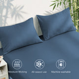 4 Piece Ultra Soft Bamboo Breathable Sheet Set -Hotel 2000TC Breathable Bed Sheets Set with 37 Centimetre Deep Pocket-Breathable Sheets for Hot Sleepers(Navy,Double) - 45-Degree Angle