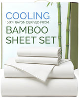 4 Piece Ultra Soft Bamboo Breathable Sheet Set -Hotel 2000TC Breathable Bed Sheets Set with 37 Centimetre Deep Pocket-Breathable Sheets for Hot Sleepers(White,Double)