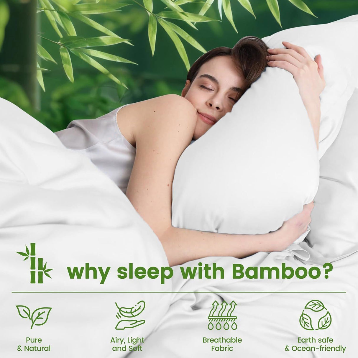 4 Piece Ultra Soft Bamboo Breathable Sheet Set -Hotel 2000TC Breathable Bed Sheets Set with 37 Centimetre Deep Pocket-Breathable Sheets for Hot Sleepers(White,Double)