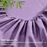 4 Piece Ultra Soft Bamboo Breathable Sheet Set -Hotel 2000TC Breathable Bed Sheets Set with 37 Centimetre Deep Pocket-Breathable Sheets for Hot Sleepers(Purple,King) - Rear View