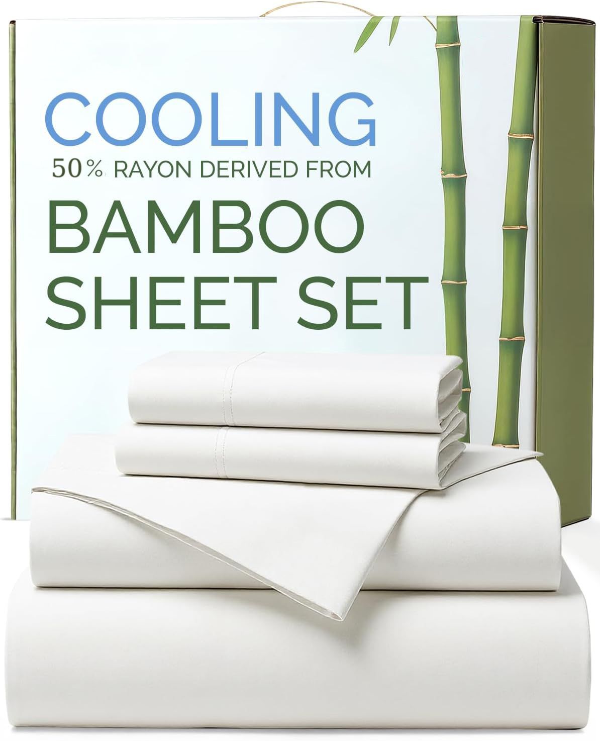 4 Piece Ultra Soft Bamboo Breathable Sheet Set -Hotel 2000TC Breathable Bed Sheets Set with 37 Centimetre Deep Pocket-Breathable Sheets for Hot Sleepers(White,King)