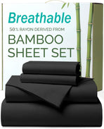 4 Piece Ultra Soft Bamboo Breathable Sheet Set -Hotel 2000TC Breathable Bed Sheets Set with 37 Centimetre Deep Pocket-Breathable Sheets for Hot Sleepers(Black,Queen)