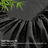 4 Piece Ultra Soft Bamboo Breathable Sheet Set -Hotel 2000TC Breathable Bed Sheets Set with 37 Centimetre Deep Pocket-Breathable Sheets for Hot Sleepers(Black,Queen) - Rear View