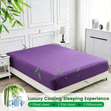 4 Piece Ultra Soft Bamboo Breathable Sheet Set -Hotel 2000TC Breathable Bed Sheets Set with 37 Centimetre Deep Pocket-Breathable Sheets for Hot Sleepers(Purple,Queen) - 45-Degree Angle