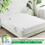 4 Piece Ultra Soft Bamboo Breathable Sheet Set -Hotel 2000TC Breathable Bed Sheets Set with 37 Centimetre Deep Pocket-Breathable Sheets for Hot Sleepers(White,Queen) - Front View