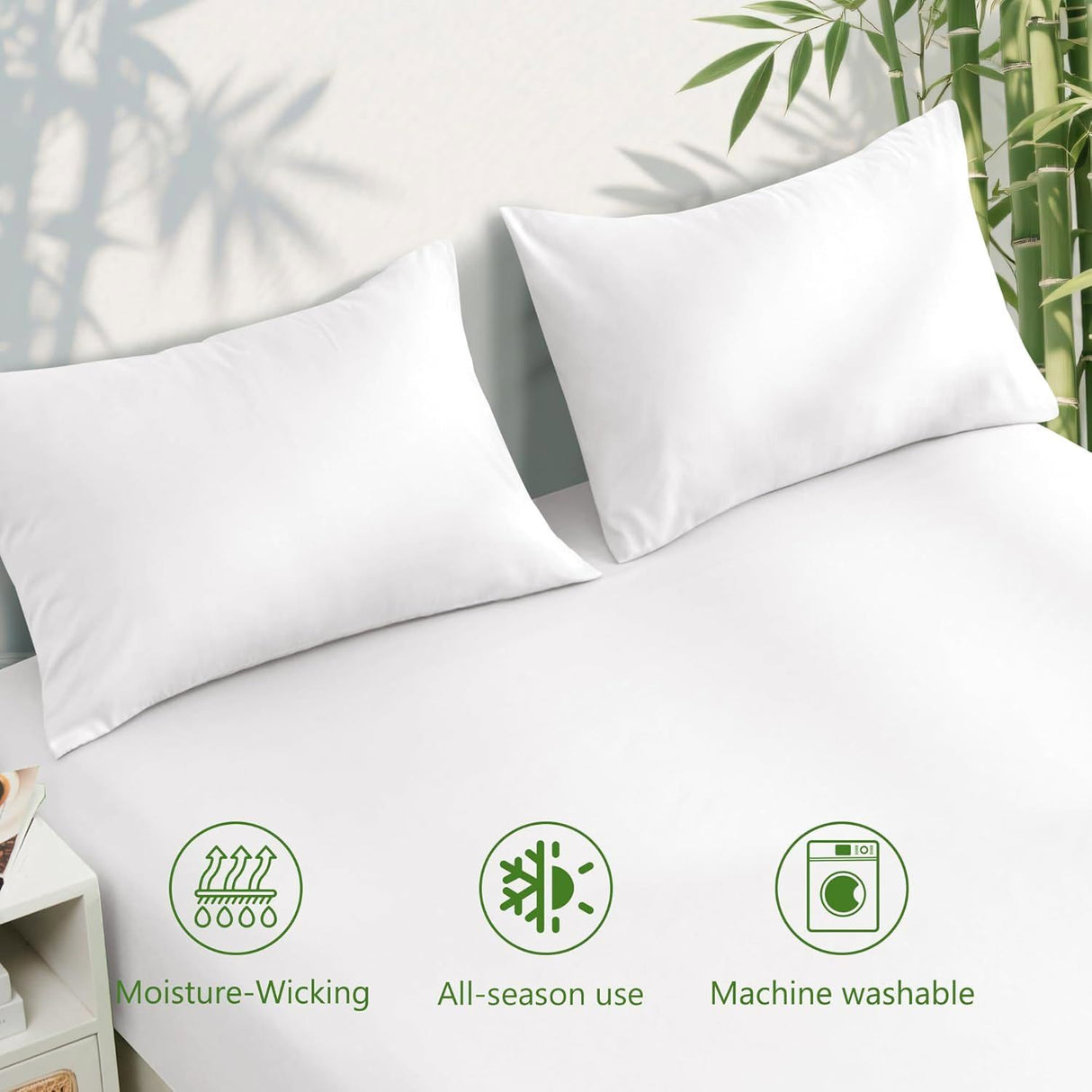 4 Piece Ultra Soft Bamboo Breathable Sheet Set -Hotel 2000TC Breathable Bed Sheets Set with 37 Centimetre Deep Pocket-Breathable Sheets for Hot Sleepers(White,Queen)