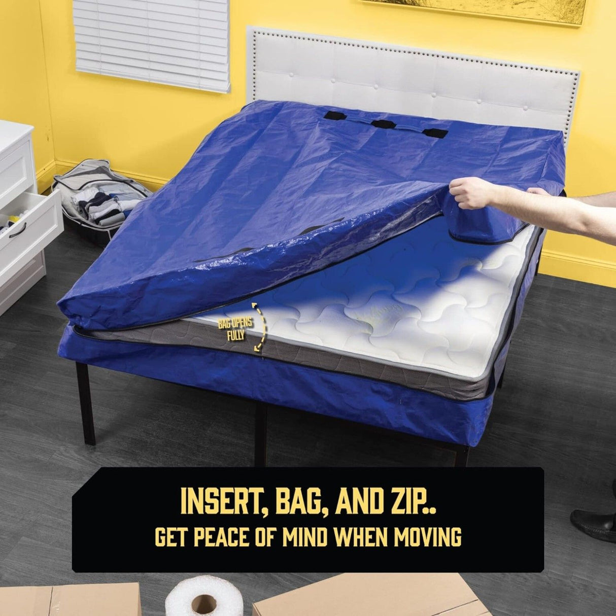 Mattress Bag Mattresses Protector Plastic Moving Storage Dust Cover Carry Bed Waterproof Zipper Packing Reusable Disposal, Extra Thick Heavy Duty, with Handles(Queen）
