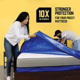 Mattress Bag Mattresses Protector Plastic Moving Storage Dust Cover Carry Bed Waterproof Zipper Packing Reusable Disposal, Extra Thick Heavy Duty, with Handles(Queen） - Rear View