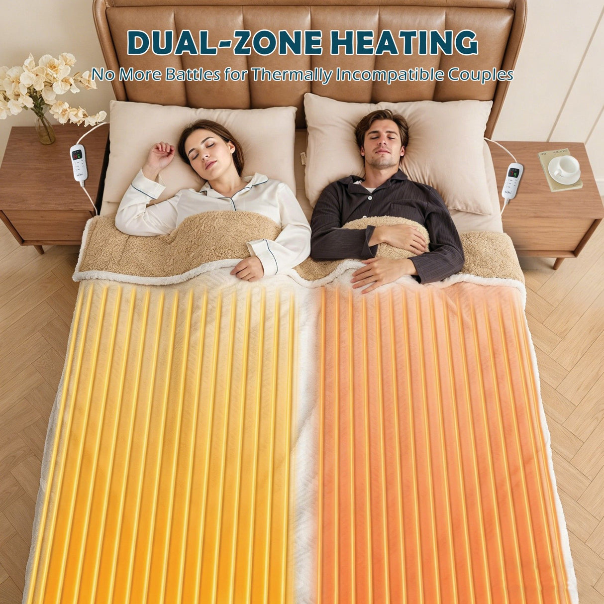 Electric Heated Mattress Pad Blanket with Dual Control & 9-Hour Auto Off & 9 Heat Settings, Preheat Functions, Overheat Protection, Machine Washable Fully Fitted Electric Sheet(King)